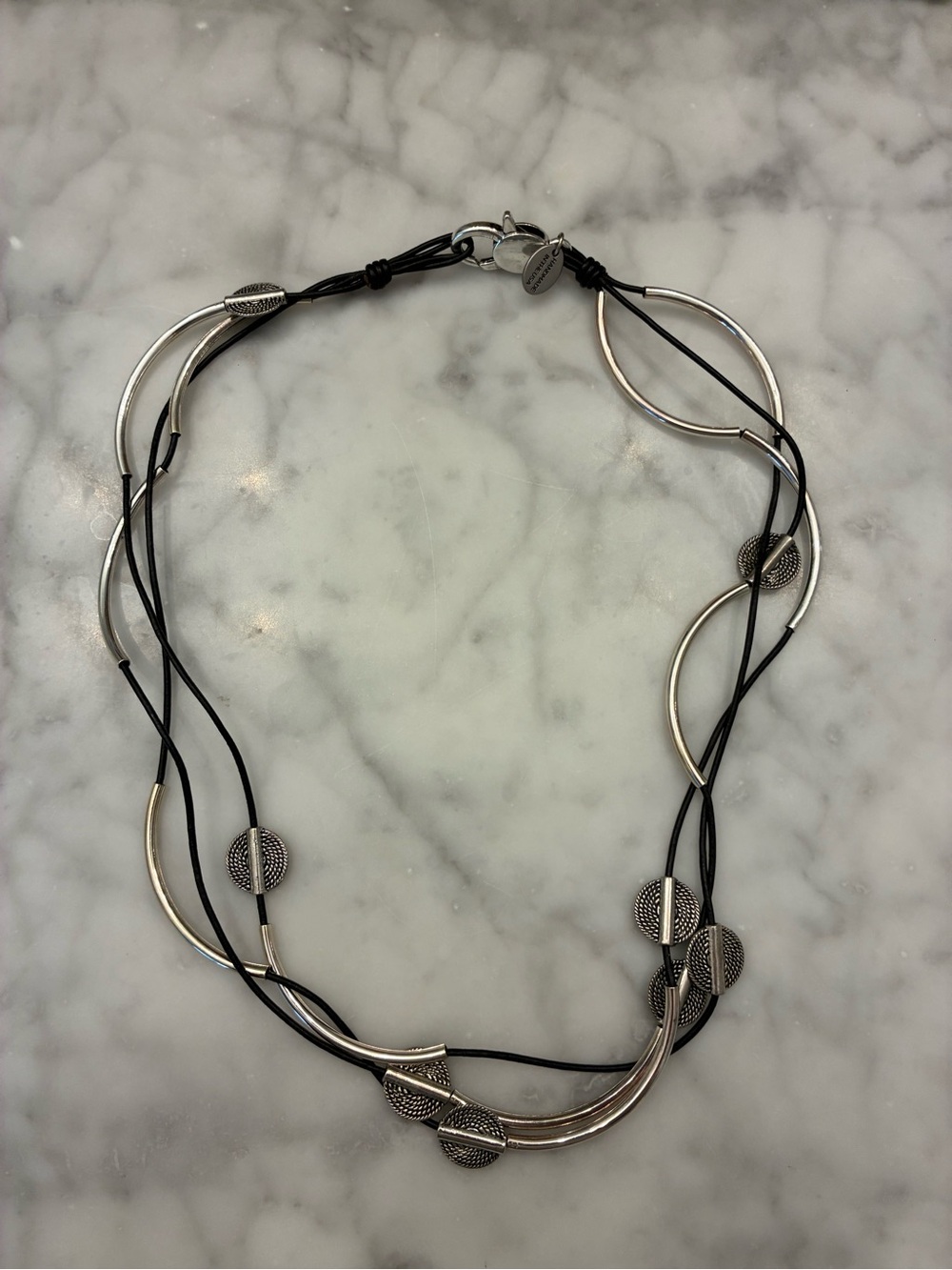 Lizzy Jane’s Multi-Strand Sterling  Silver and Black Cord Convertible Necklace